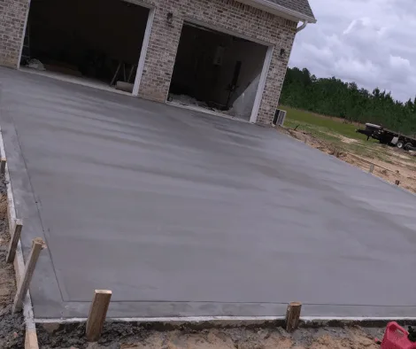 Concrete driveway installation in progress