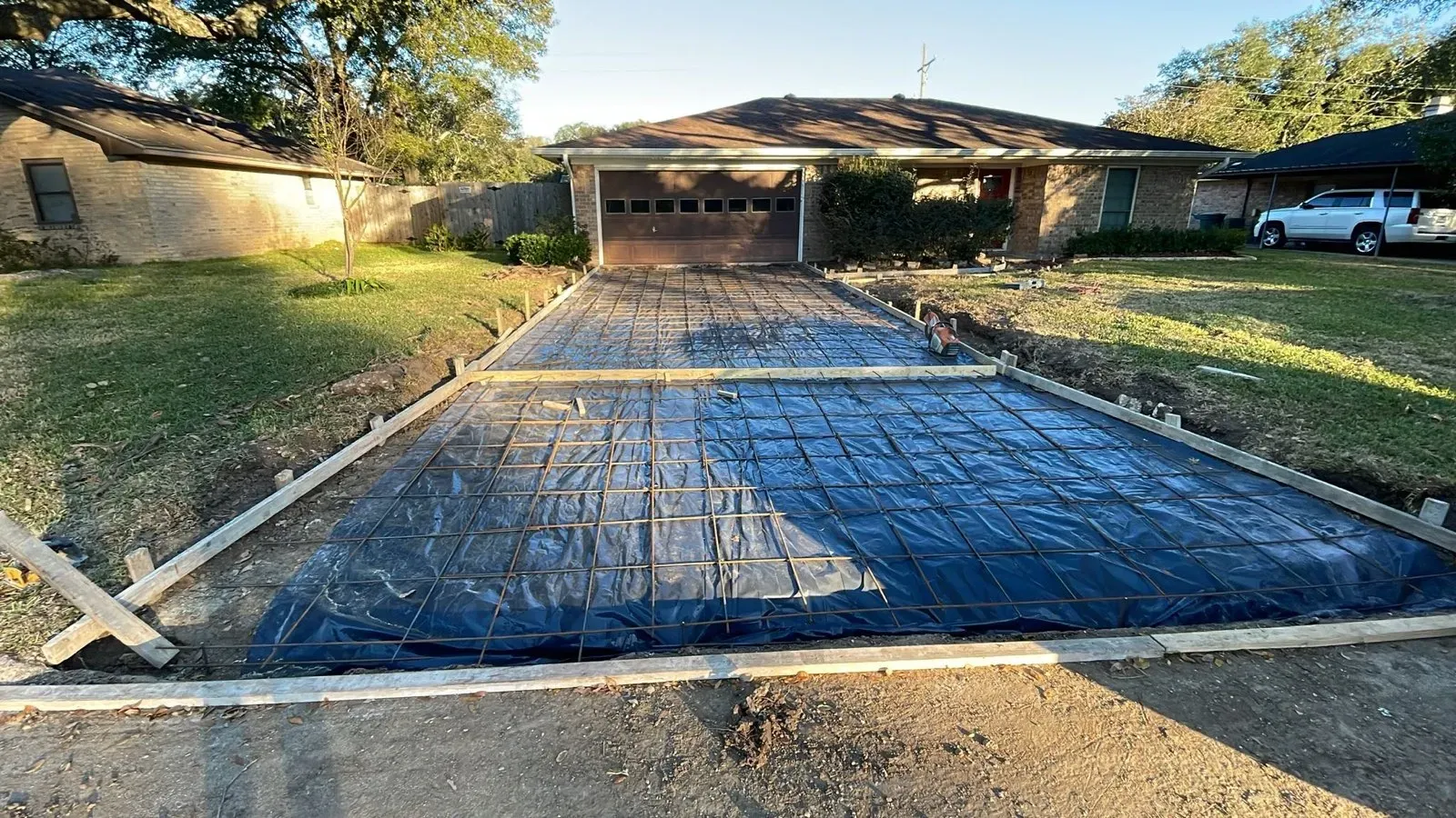 Driveway formed up and ready for the pour